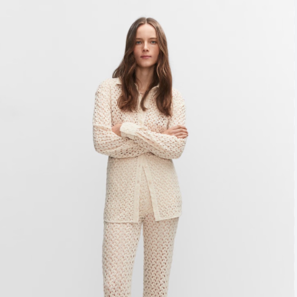 Mango crochet top and trousers